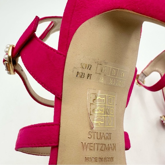 Stuart Weitzman Dazzle Gladiator 100 Sandal Suede Peonia Hot Pink - Picture 11 of 13